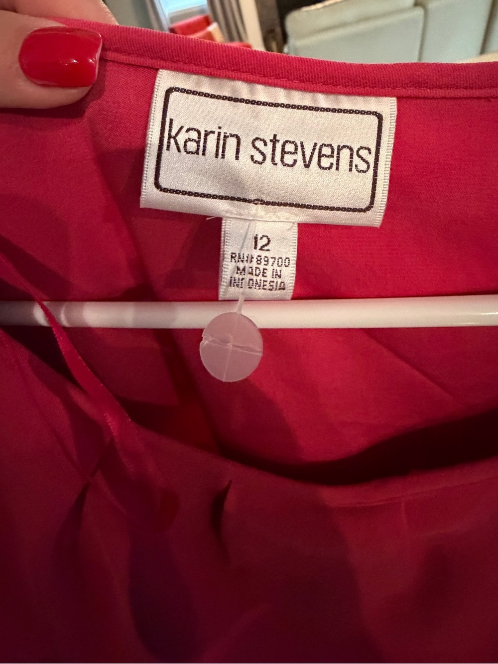Karin Stevens Hot Pink Ruffle Neckline Shift Dress Sleeveless NWT Size 12 - Picture 4 of 4